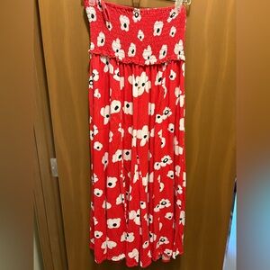 Wide Leg Palazzo Red Floral Pants